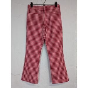 NWT Zara Red Gingham Pants Seersucker Picnic Cottage Cropped High Rise Medium